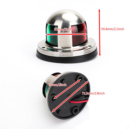 2 IN 1 Marine Yacht Pontoon 12V Luci di navigazione a prua a LED in acciaio inossidabile