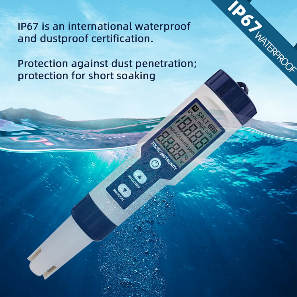Strumento di test del misuratore di qualità dell'acqua digitale 5in1 PH/TDS/EC/Salinità/Temperatura