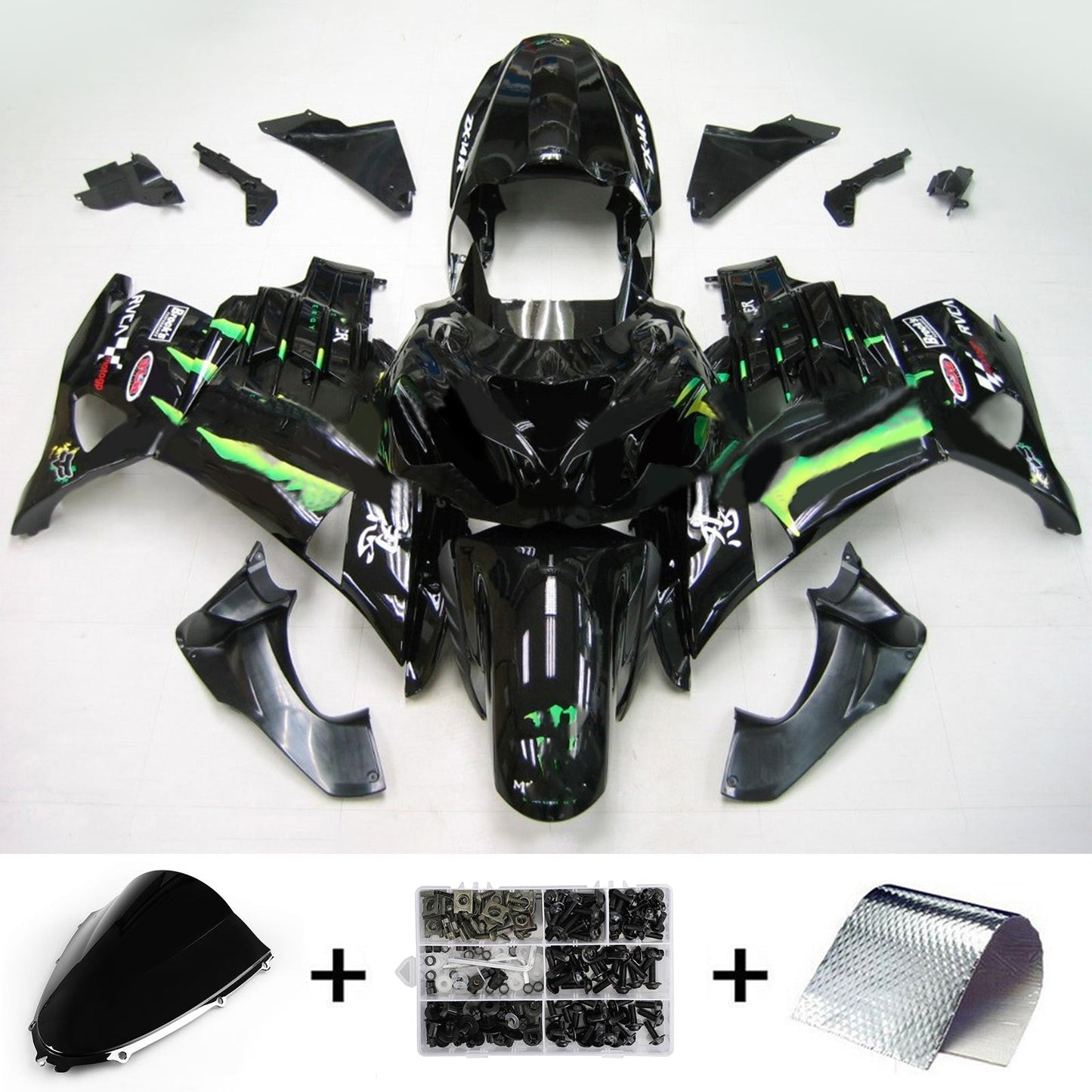 Amotopart Kawasaki 2012-2021 KIT TRIGGER GREEN NERO ZX14R