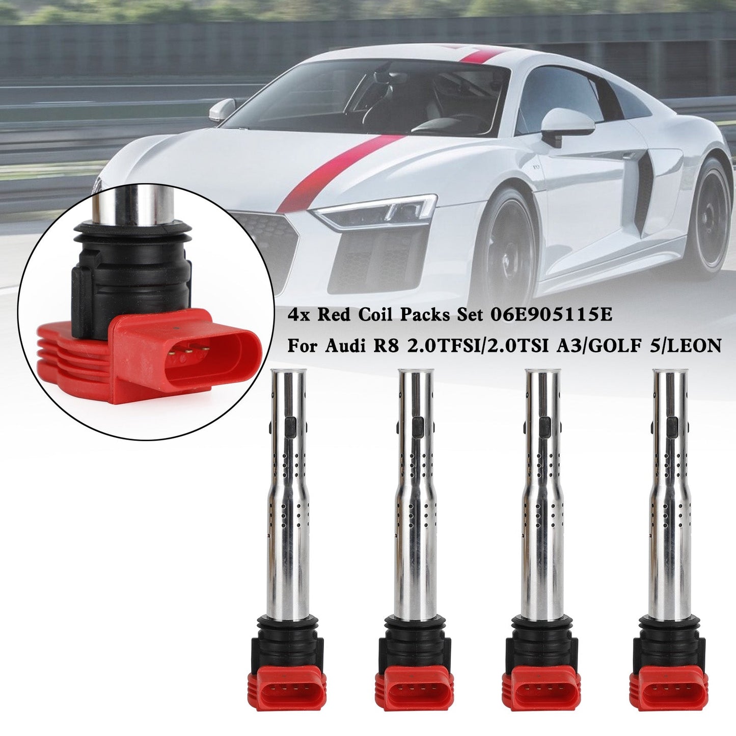 4x Audi R8 2.0TFSI/2.0TSI A3/GOLF 5/LEON Set bobine rosse 06E905115E