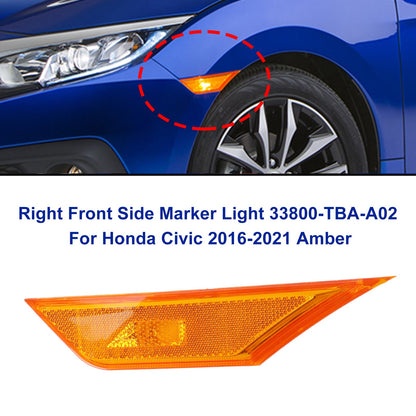 2¡Á Luce di posizione laterale anteriore per Honda Civic 2016-2021 Ambra Generico
