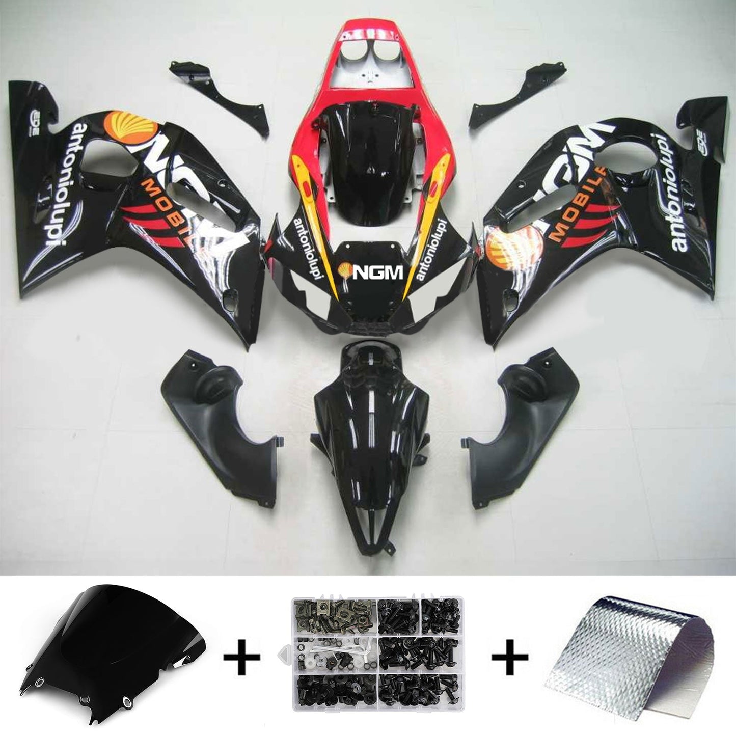 Amotopart Yamaha 1998-2002 YZF 600 R6 Kit di rivestimento giallo rosso nero