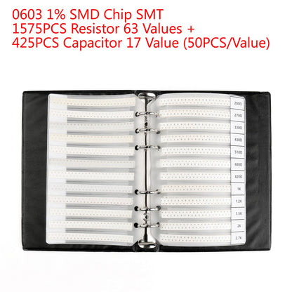 2000 PZ 0603 1% SMD Chip Resistore SMT 63 Valori + Condensatore 17 Valore Campione