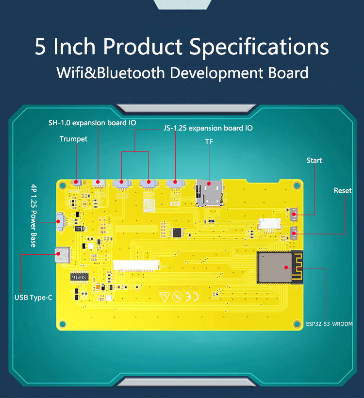 Scheda di sviluppo ESP32-S3 Schermo capacitivo LCD da 5" 7" Wifi Bluetooth MCU LVGL