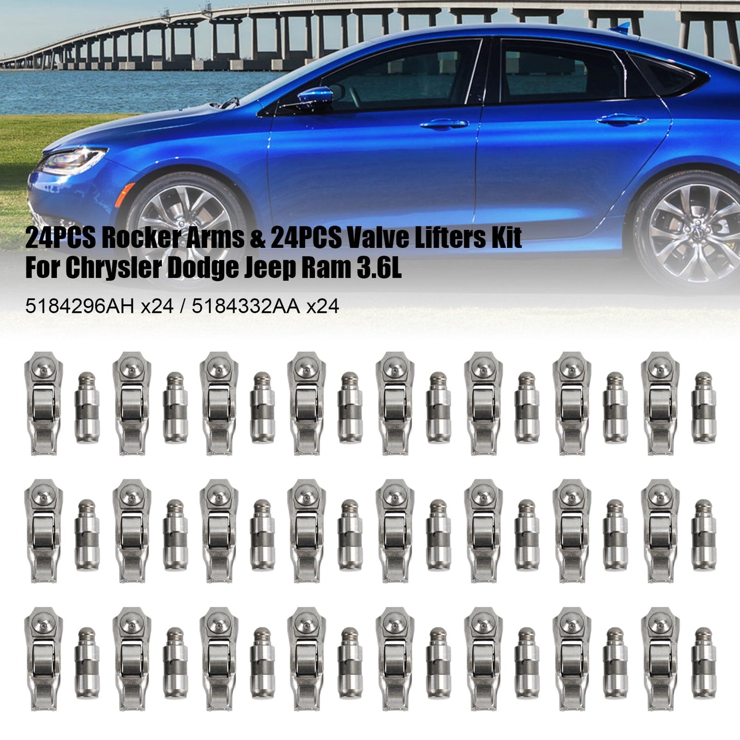 24PCS Rocker Arms &amp; 24PCS Valve Lifters Kit Per Chrysler Dodge Jeep Ram 3.6L Fedex Express Generico