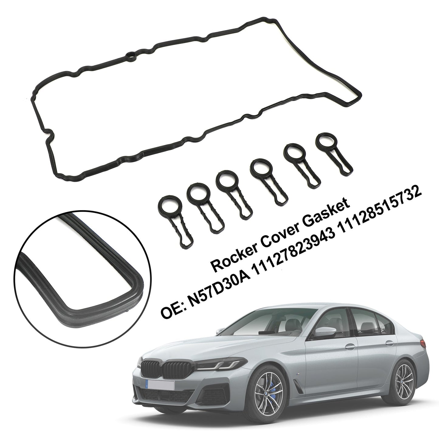 BMW 530D 3.0D 09-17 N57D30A 11127823943 11128515732 Guarnizione coperchio punterie