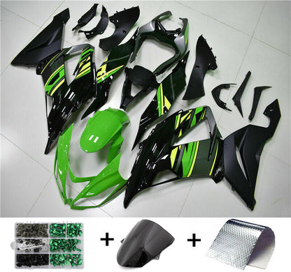 Amotopart 2013-2018 Kawasaki ZX6R Cladding Green Black Kit