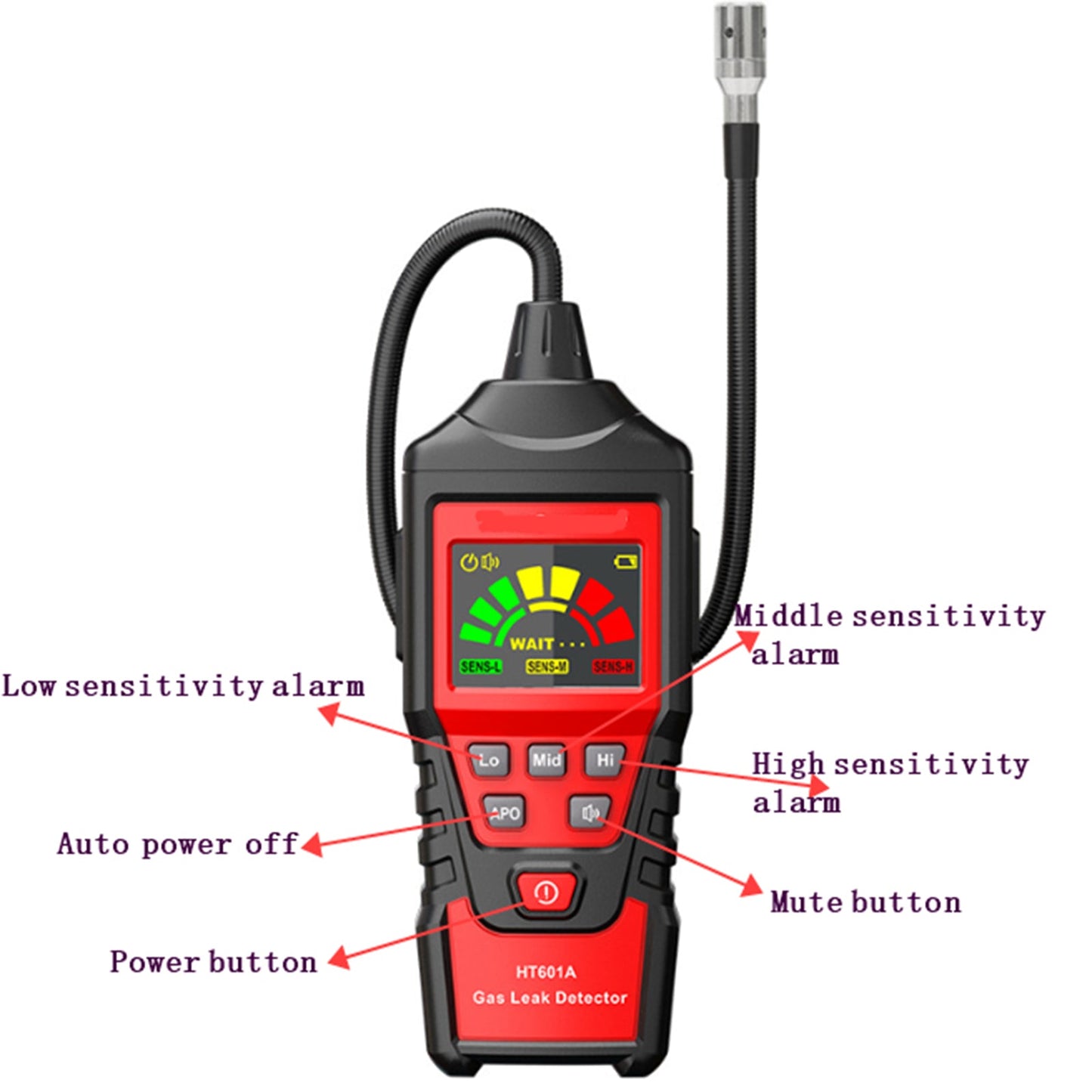Tester LCD rilevatore di perdite di gas naturale combustibile portatile per perdite visive