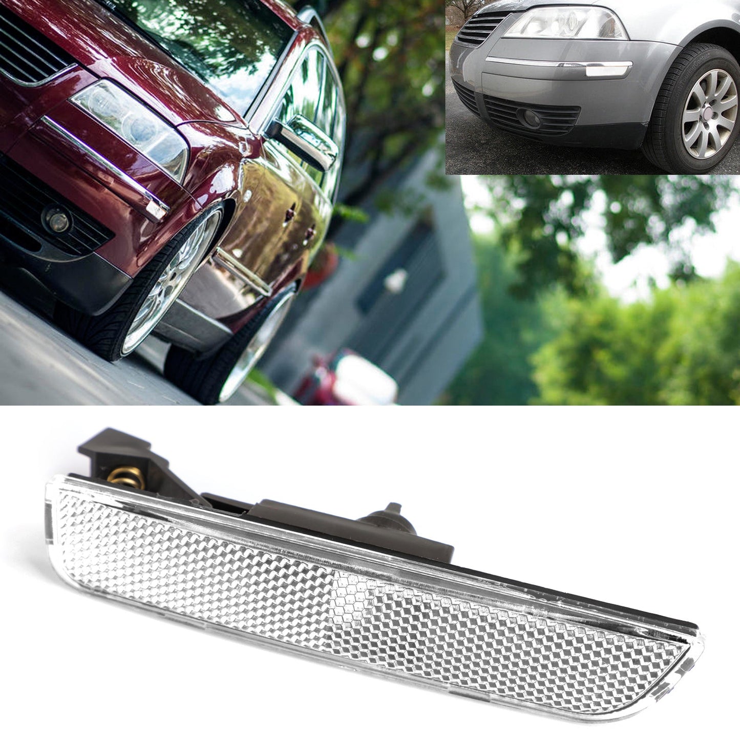Luci di posizione laterali del paraurti anteriore bianco sinistro per 2001-2005 VW Passat B5.5 Generico