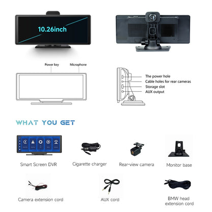 Monitor Smart Screen DVR da 10,26 pollici in formato NTSC per autobus per camion camper + telecamera di retromarcia