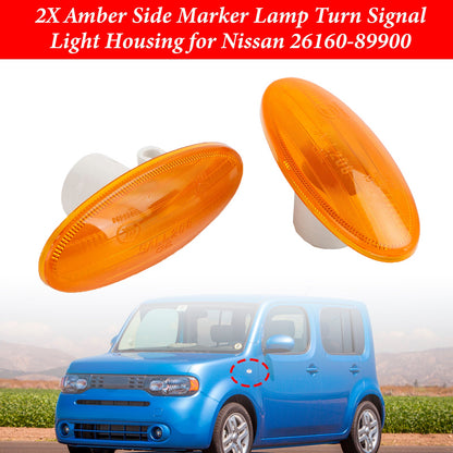26160-89900 2X Alloggiamento indicatore di direzione per lampada di posizione laterale ambra per Nissan