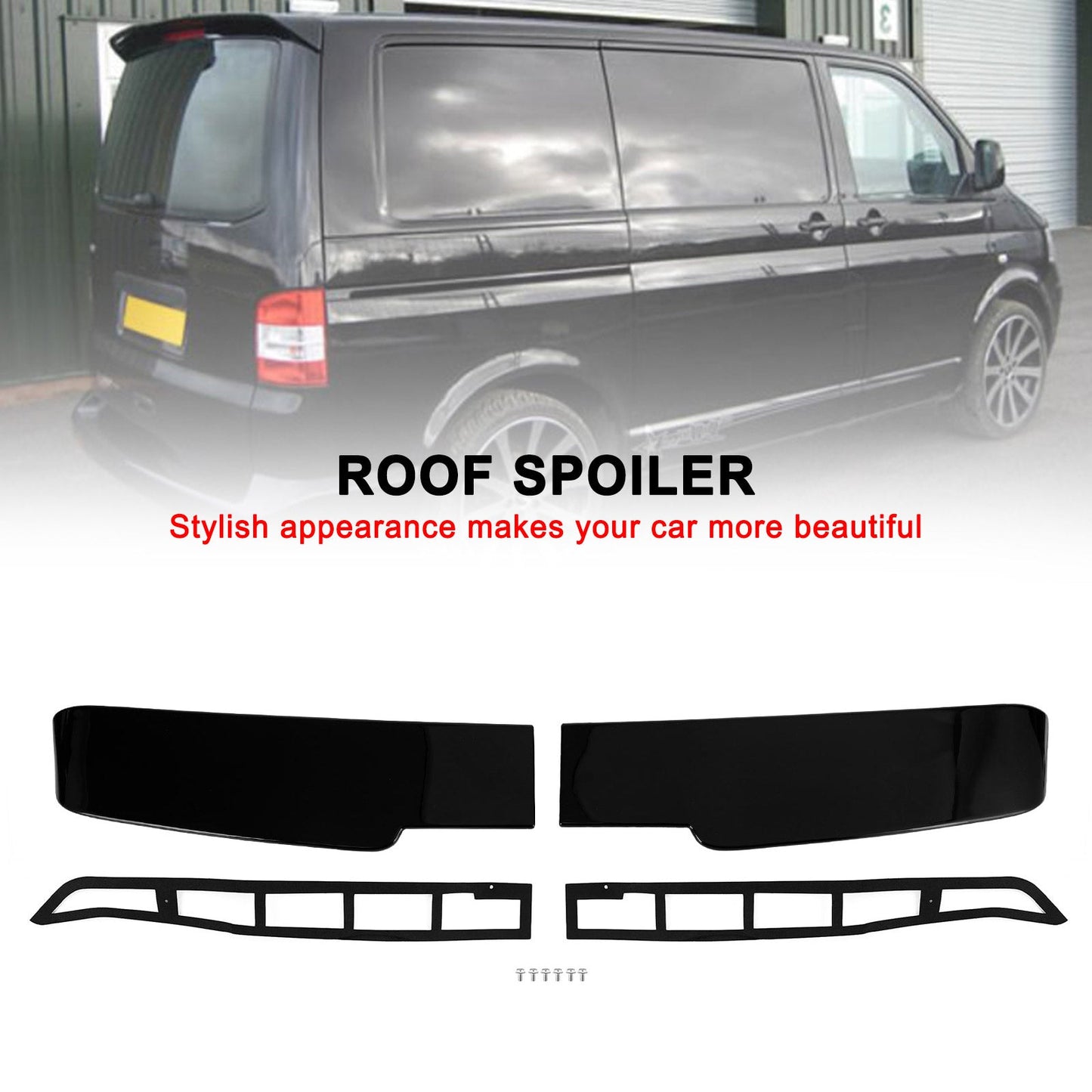 Spoiler nero per porta della stalla Premium adatto per VW Transporter T5 T5.1 T6 T6.1