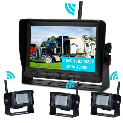 Kit telecamera di backup per retrovisione AHD 1080P wireless con display da 7 pollici per rimorchio per camion
