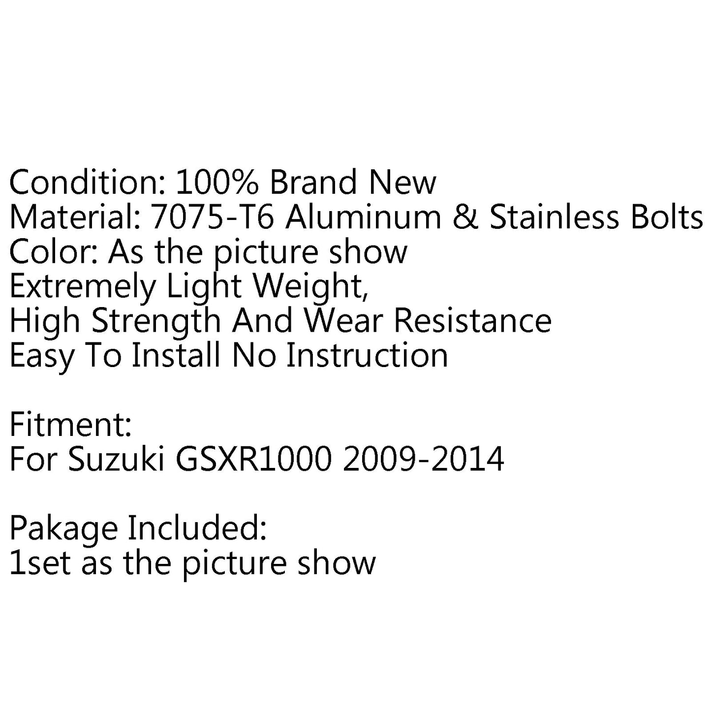 Pedane posteriori regolabili CNC Pedane posteriori per Suzuki GSXR1000 2009-2016 Nero generico