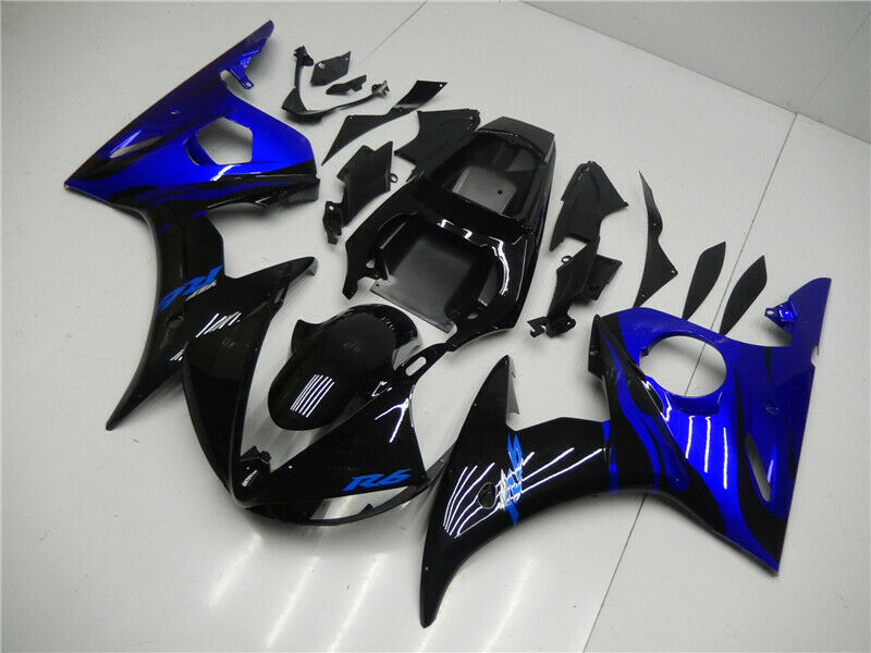 Amotopart 2005 Yamaha YZF R6 Cladding Blue Black Kit