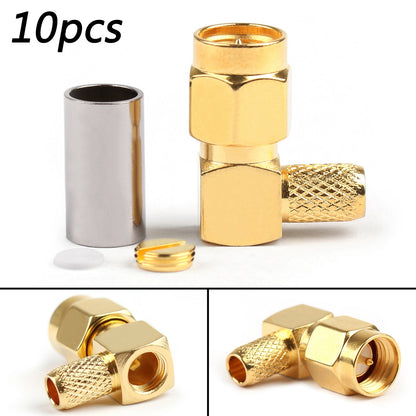 10Pcs SMA Maschio Spina Ad Angolo Retto Pin Crimp Per RG58 RG142 RG400 LMR195 Cavo RF