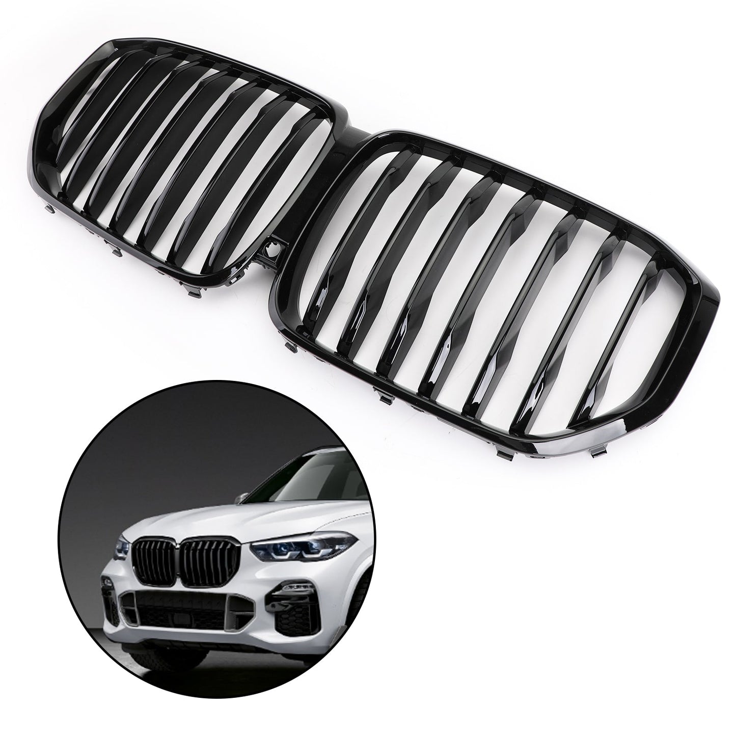 Performance della griglia di grill renale nera lucida lucida per BMW X5 G05 2018-2021