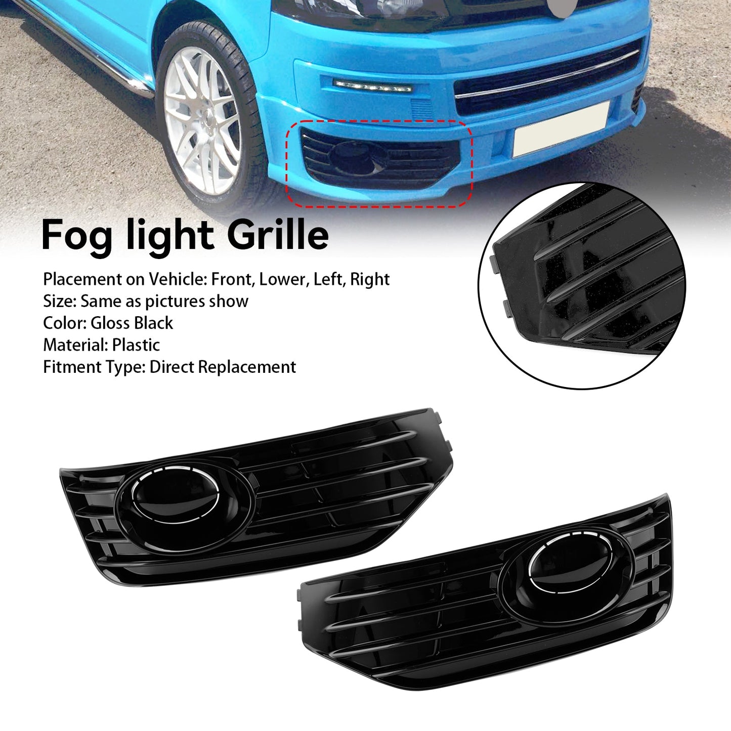 VW T5 T5.1 2010-2015 fendinebbia copertura fendinebbia inserto griglia S-line nero lucido