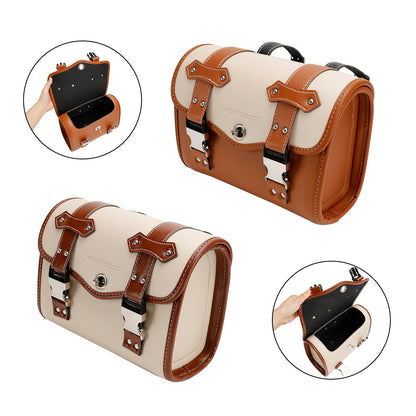 Borsa per attrezzi laterale per borsa laterale Borsa universale in tinta unita per moto Marrone-Bianco