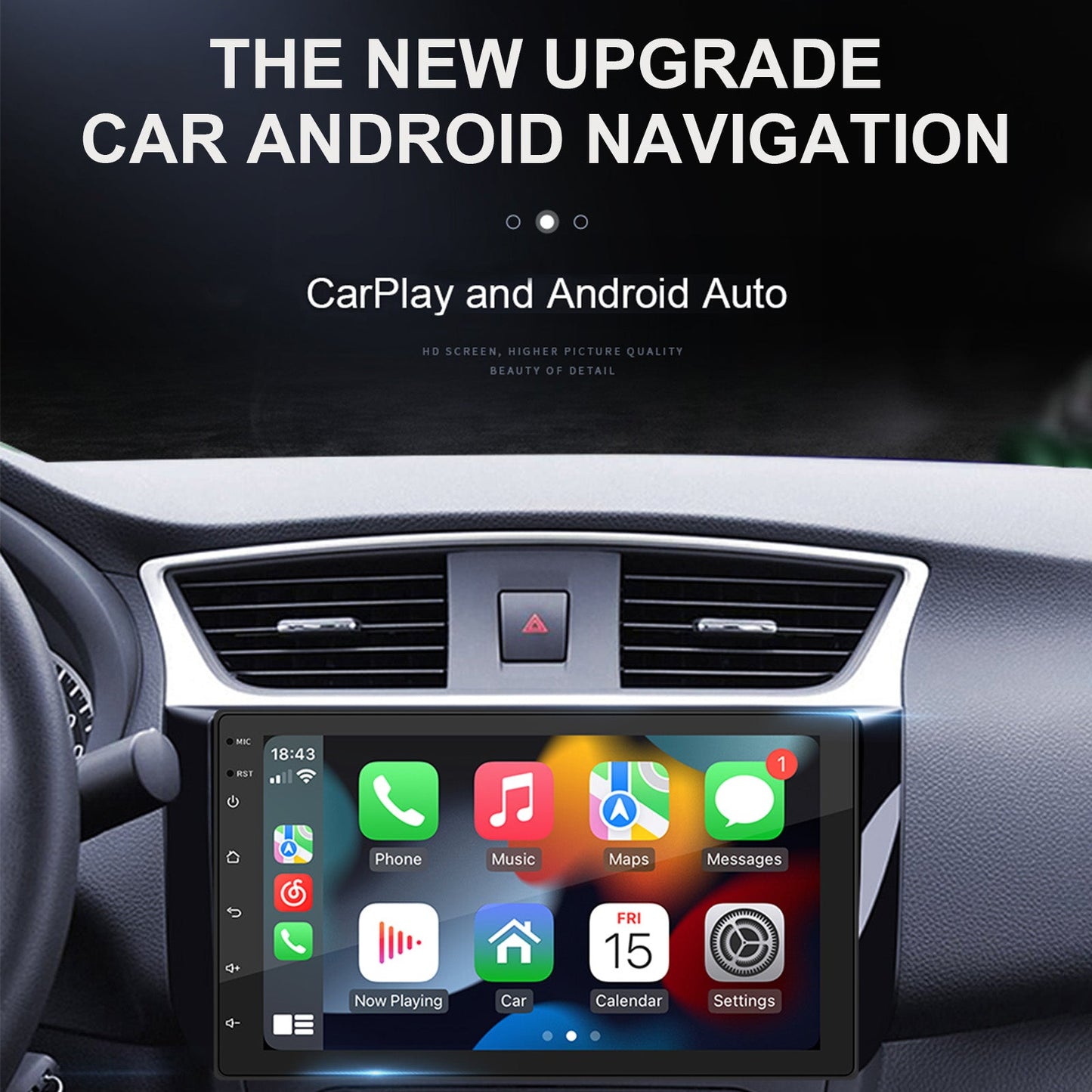 Lettore MP5 stereo per auto Android 10 da 7" 2G+64G Quad Core GPS WiFi Bluetooth Carplay