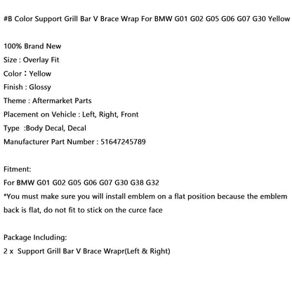 #B Colore Supporto Grill Bar V Brace Wrap Per BMW G01 G02 G05 G06 G07 G30 G38 Blu Generico