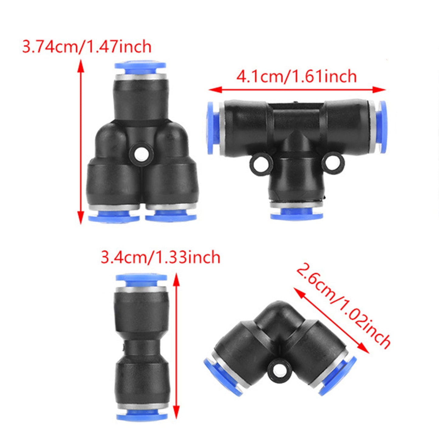 Raccordi per linea pneumatica con connettore a pressione in plastica da 40 pezzi, diametro esterno 6 mm