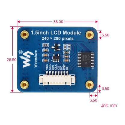 Scheda di espansione LCD NV3030B con schermo arrotondato con interfaccia SPI per display IPS da 1,5 pollici