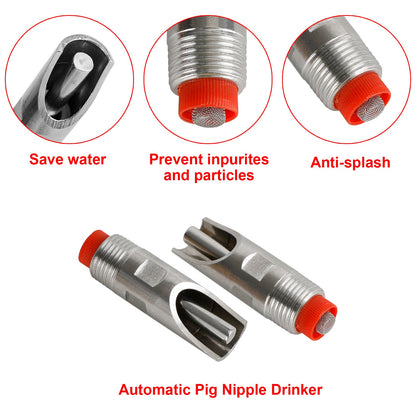 10 pezzi di abbeveratoi per abbeveratoi in acciaio inossidabile con filettatura NPT da 1/2 "maiale automatico Fedex Express