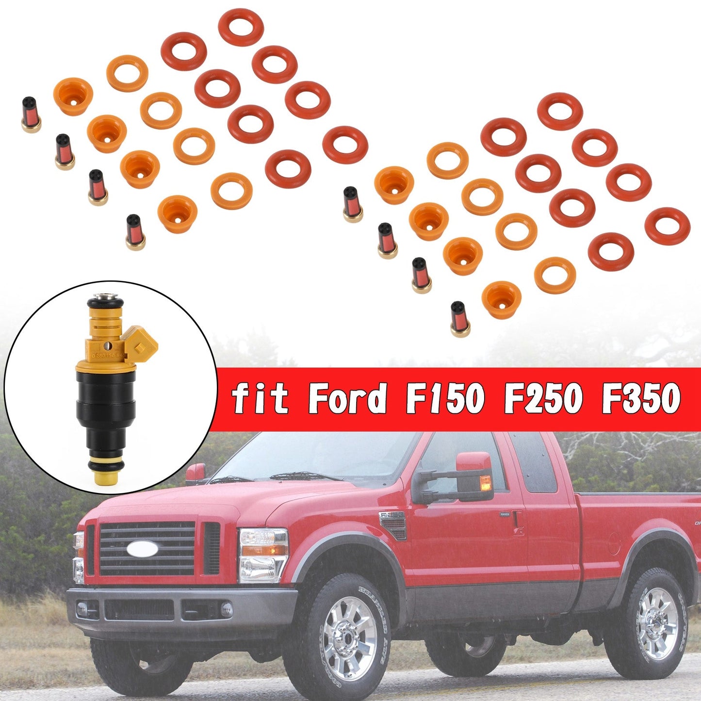 8 set kit di riparazione ricostruzione iniettori carburante 0280150943 per Ford F150 F250 F350 generico