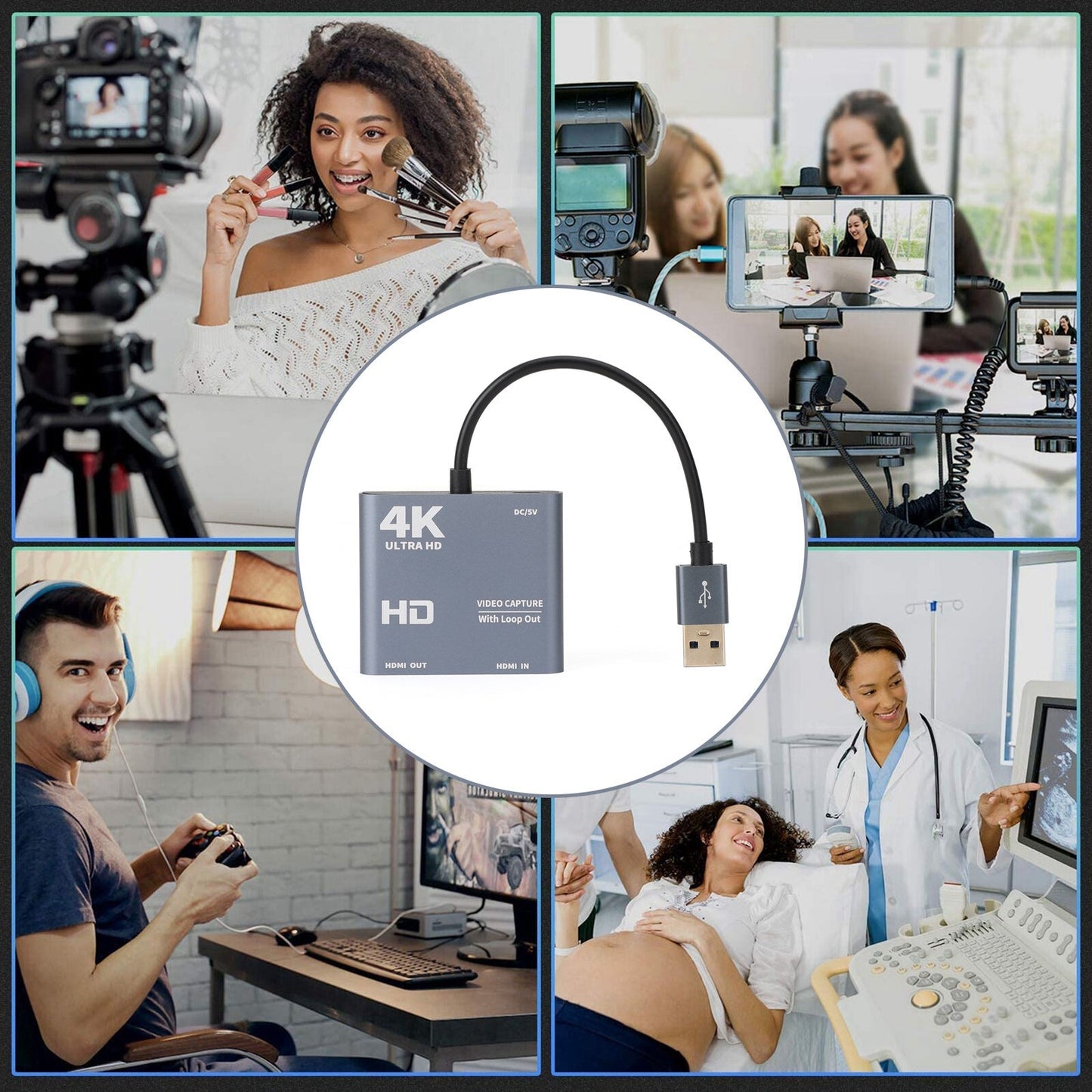 4K 1080p 60fps HD a USB 3.0 Video Capture Card Game Live Recorder Plug and Play