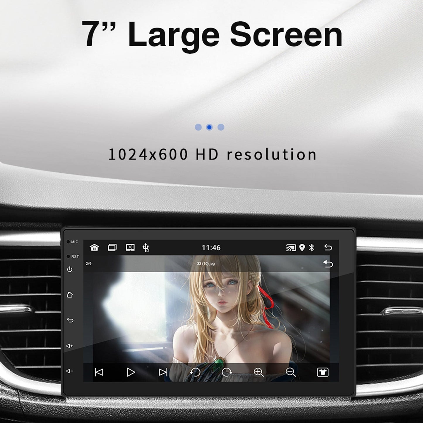 Lettore MP5 stereo per auto Android 10 da 7" 2G+64G Quad Core GPS WiFi Bluetooth Carplay