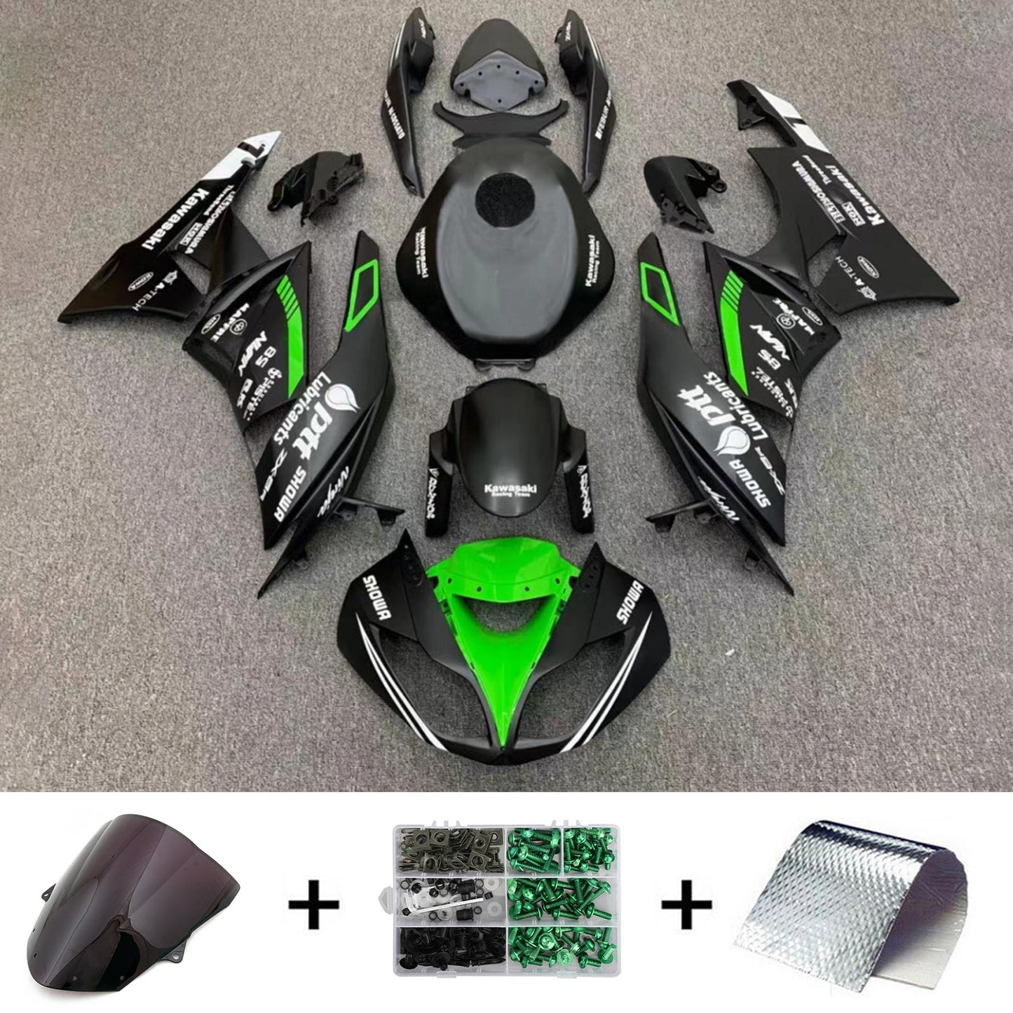 Amotopart Kawasaki ZX6R 636 2009-2012 Kit carena Carrozzeria Plastica ABS