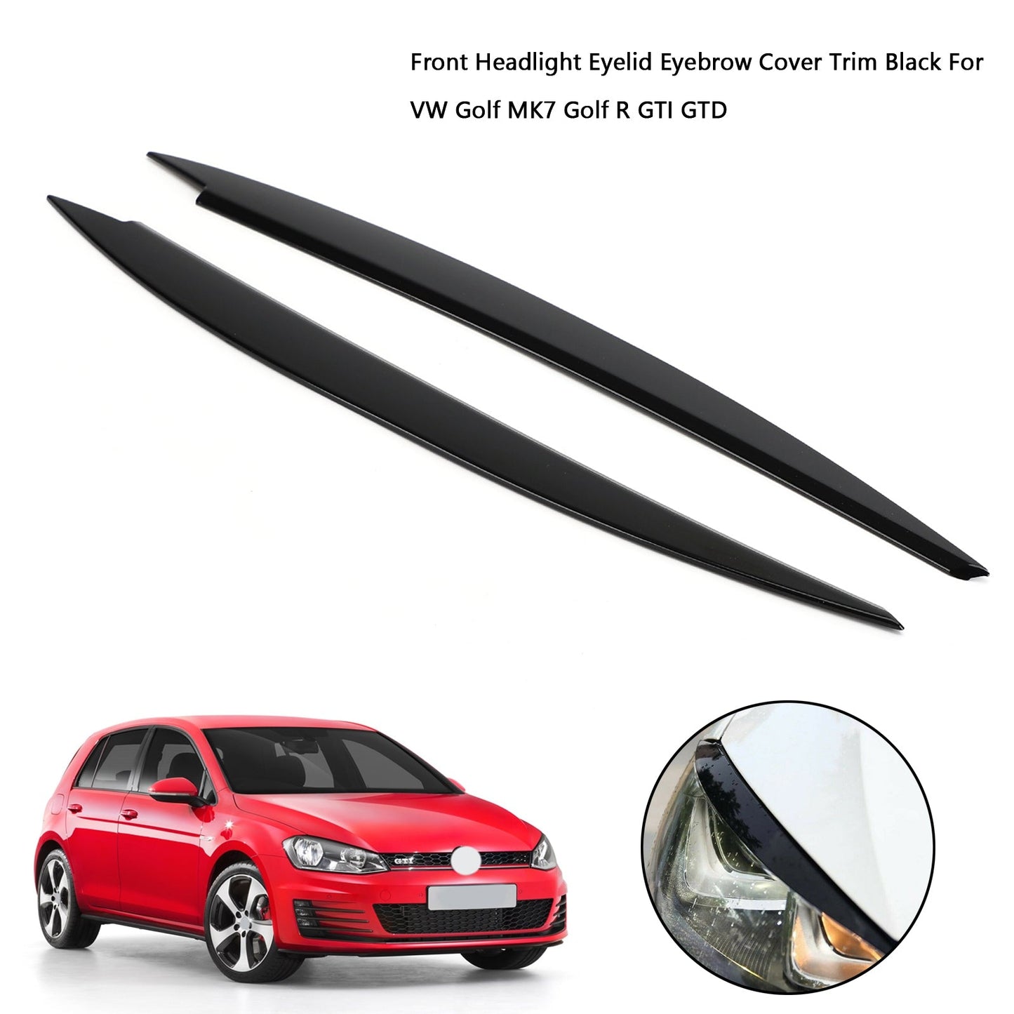Faro anteriore Palpebra Sopracciglio Copertura Trim Nero Per VW Golf MK7 Golf R GTI GTD Generico