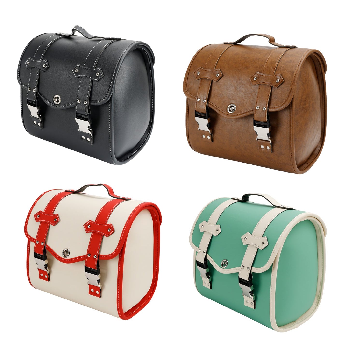Borsa porta attrezzi laterale per borsa laterale Pu universale a sgancio rapido per moto Marrone