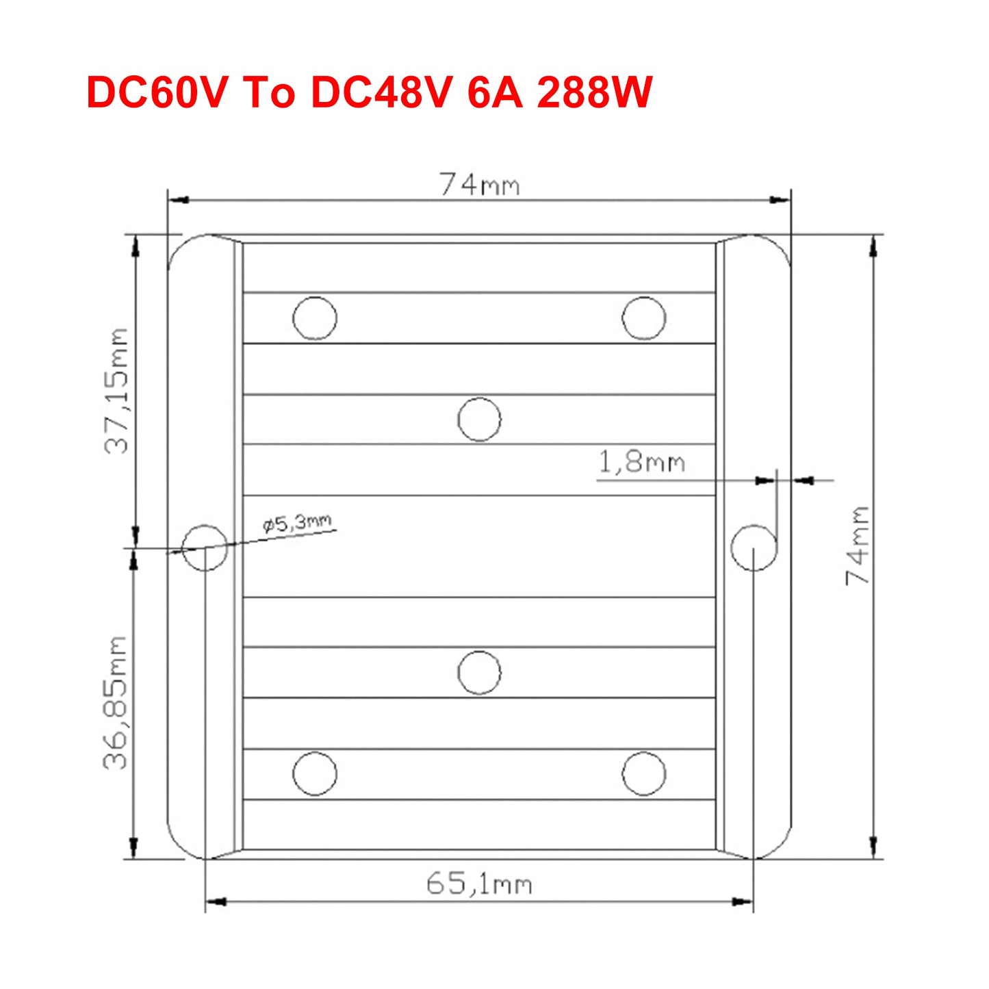 Regolatore convertitore di potenza DC/DC step down impermeabile da 60 V a 48 V 6 A 288 W