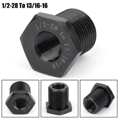 3PCS 1/2-28 a 3/4-16, 13/16-16, 3/4 NPT Filettatura Adattatori Filtro Olio Nero Nuovo