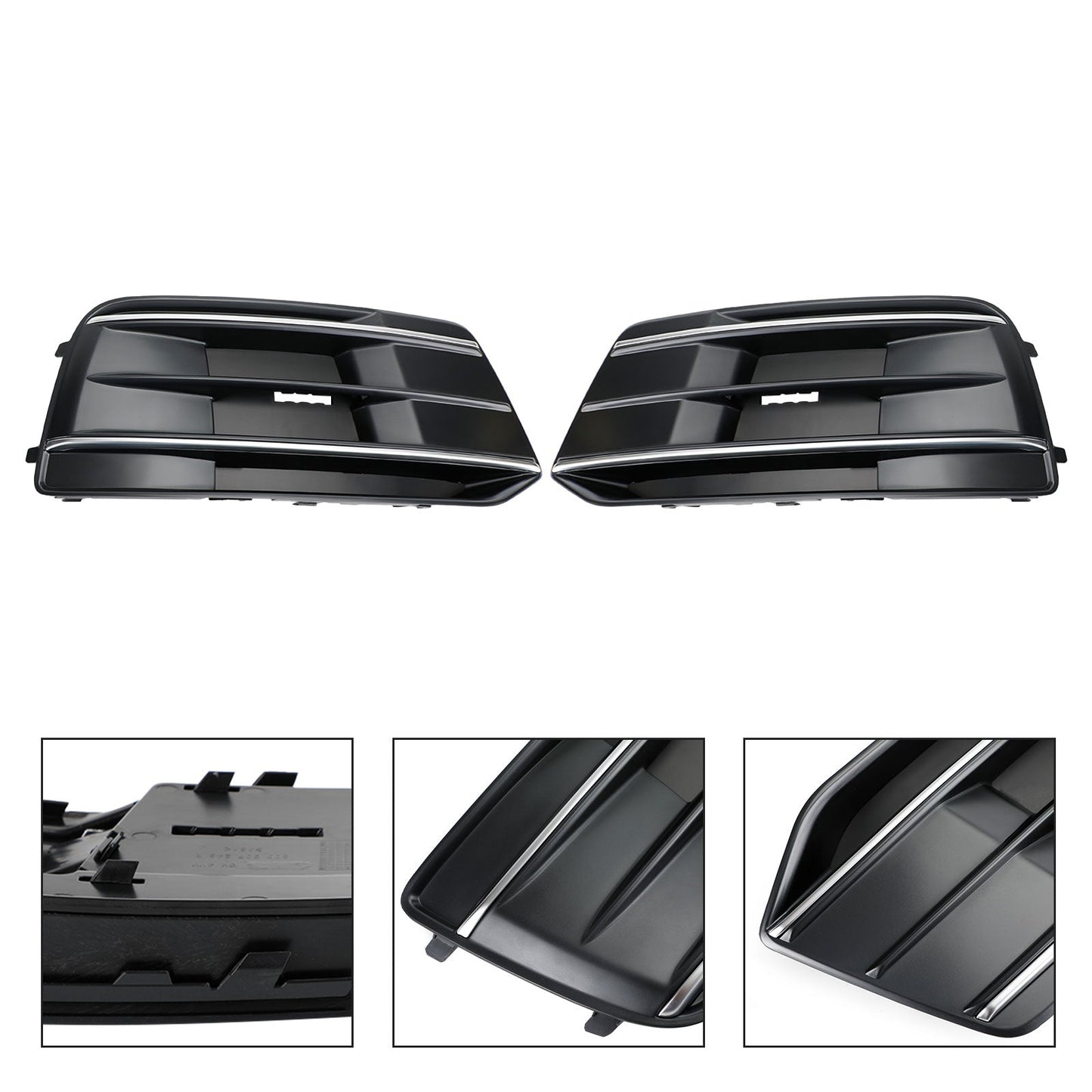 2018-2022 Audi Q5 2PCS Copertura Paraurti Anteriore Griglia Lunetta Inserto Nero/Cromato