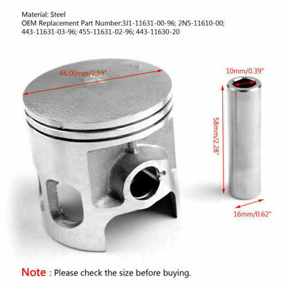 STD 66.00mm 2N5-11610-00 Kit pistone per Yamaha DT175 YT175 MX175 1974-1982 Generico