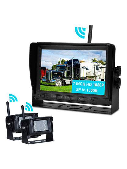 7" Display AHD 1080P Wireless 2CH Kit telecamera di retromarcia per retromarcia per camion rimorchio