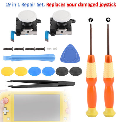 Set di riparazione 19in1 Stick sensore analogico 3D + strumento adatto per joystick Switch Lite