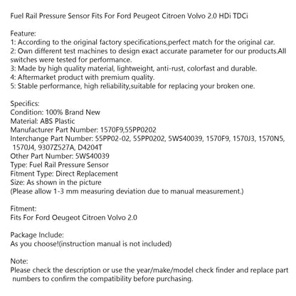 Sensore di pressione della rotaia del carburante adatto per Ford Peugeot Citroen Volvo 2.0 HDi TDCi generico