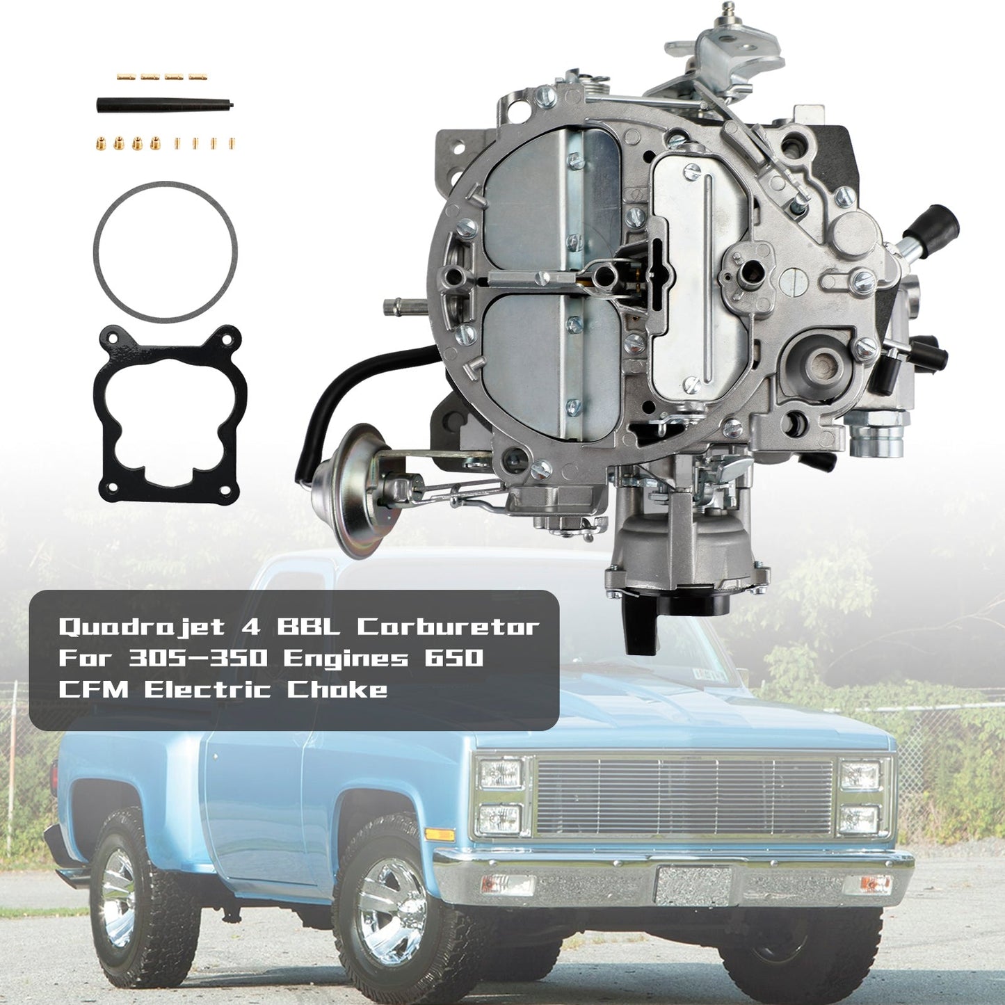 1982-1985 Chevrolet Cars & Truck Quadrajet 4 BBL Carburatore 305-350 Motori 650 CFM Starter elettrico