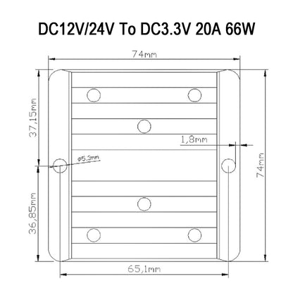 DC 12V/24V A 3.3V 20A 66W Convertitore Regolatore Alimentatori Trasformatore