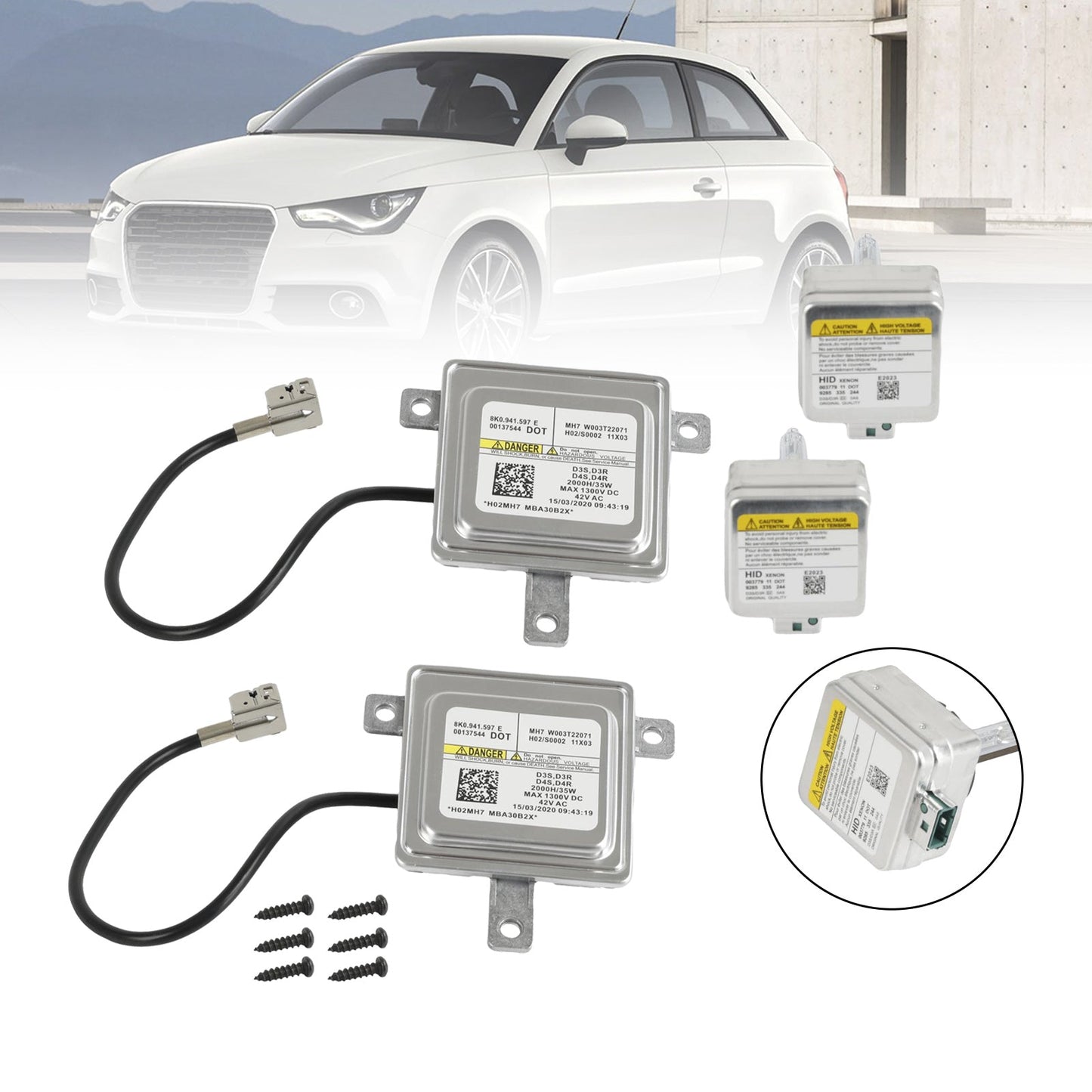 Modulo unità di controllo luce HID con zavorra allo xeno e lampadina D3S 8K0941597E per Audi VW