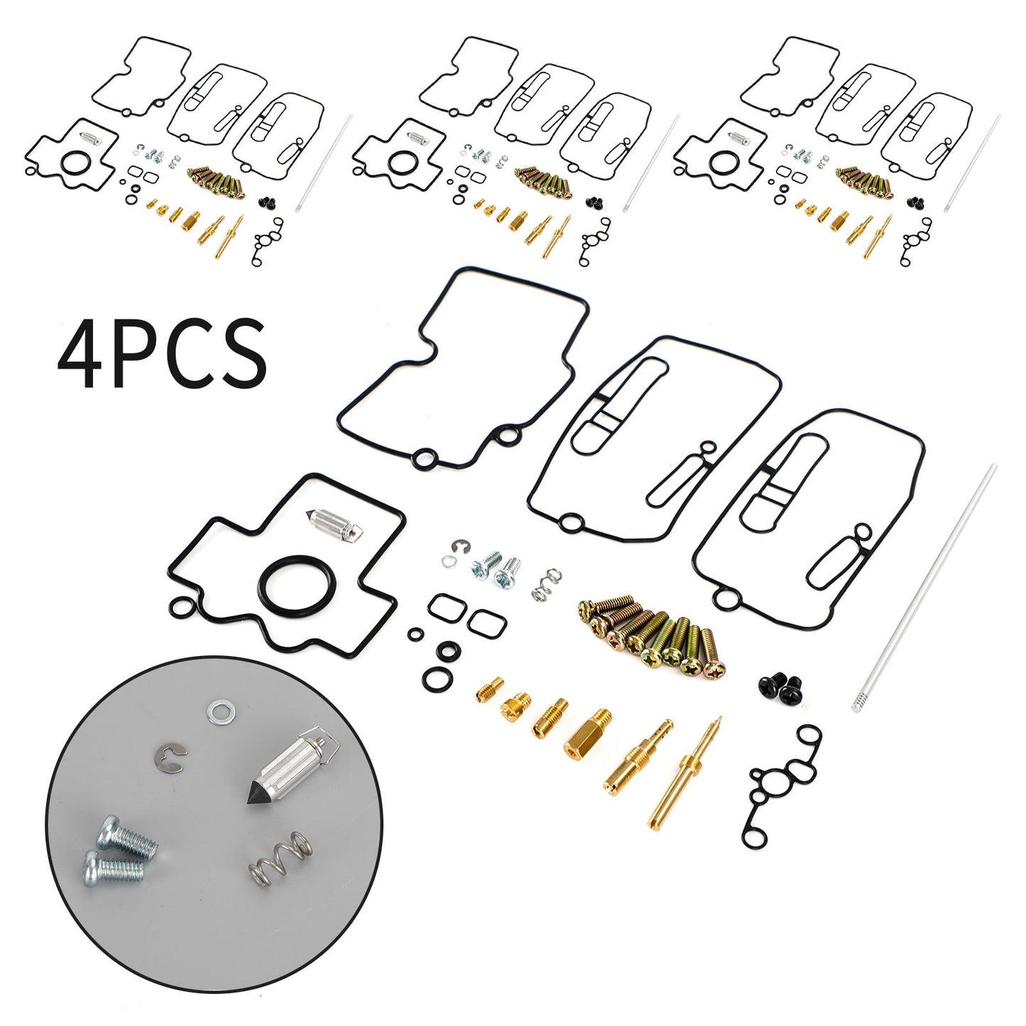 4X Carburatore Carb Rebuild Kit di riparazione adatto per Yamaha YFZ450 2004-2009 Generico