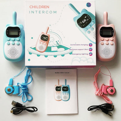Confezione da 2 walkie talkie per bambini 22 canali radio a 2 vie portata 3 km palmare originale
