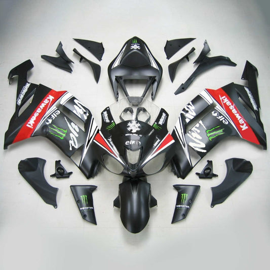 Amotopart Kawasaki 2007-2008 ZX6R 636 kit carenatura rossa nera