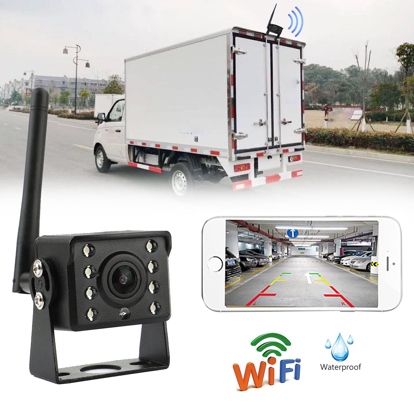 WiFi Wireless Car Truck RV Trailer Vista posteriore Telecamera di backup CCTV per iOS Android