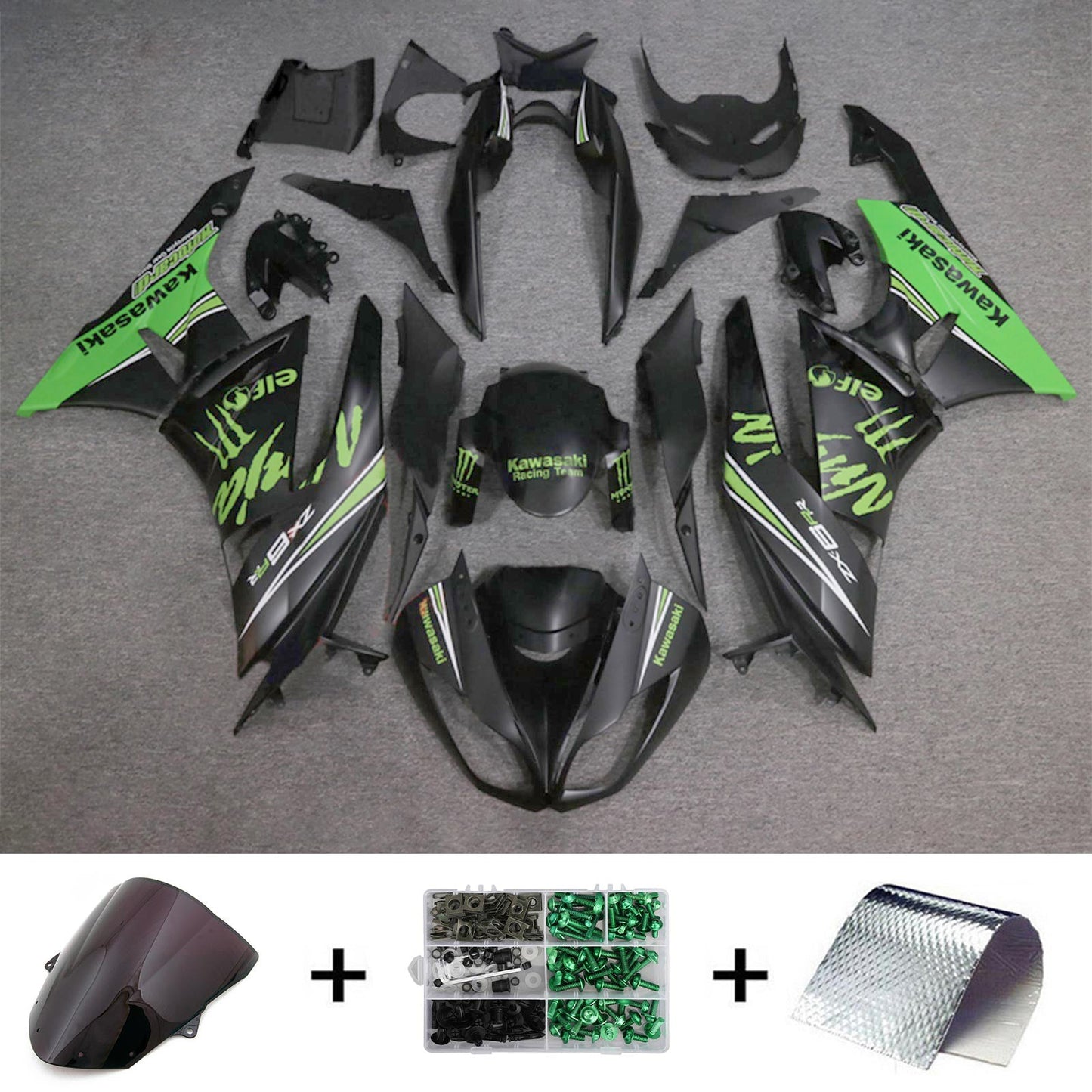 Amotopart Kawasaki ZX6R 636 2009-2012 Kit carena Carrozzeria Plastica ABS