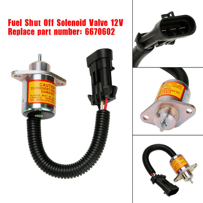 6670602 Elettrovalvola di arresto carburante per caricatori Bobcat 463 553 S70 S100 12V
